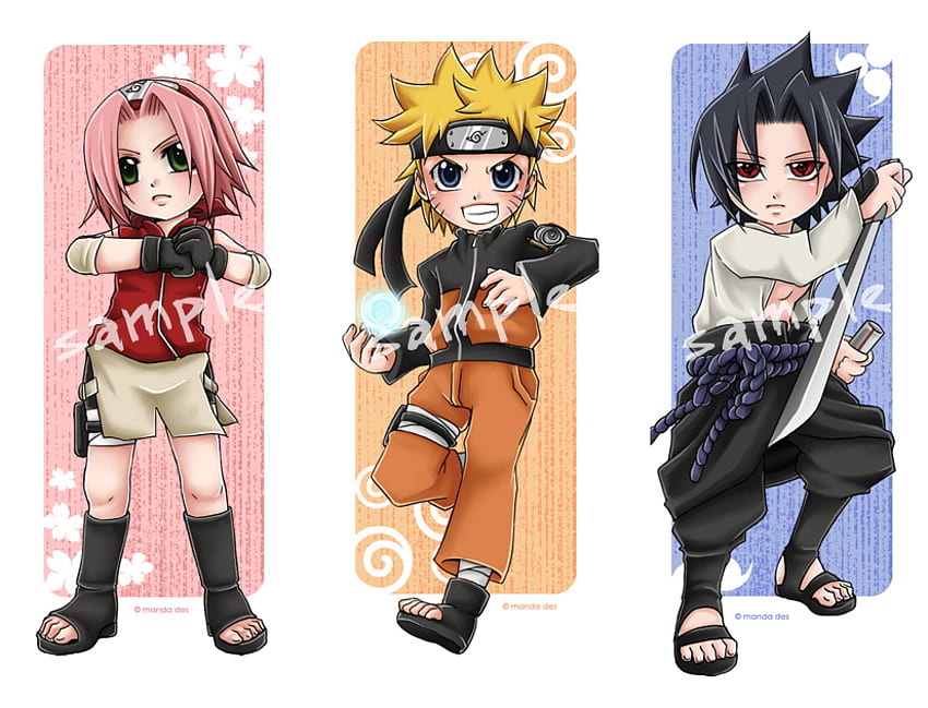 Equipo Naruto, sasuke, chibi, anime, sakura, naruto, lindo fondo de pantalla