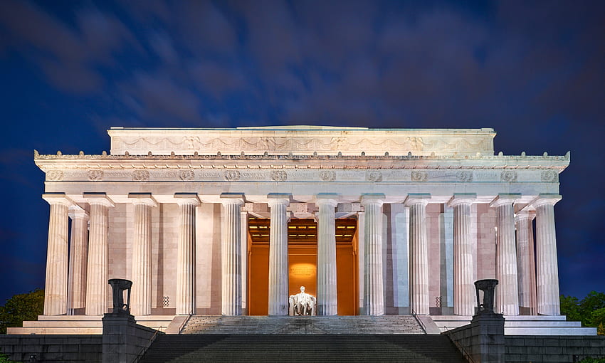 エイブラハム・リンカーン記念館、ワシントンDC、記念碑、建築、ワシントン、アメリカ 高画質の壁紙