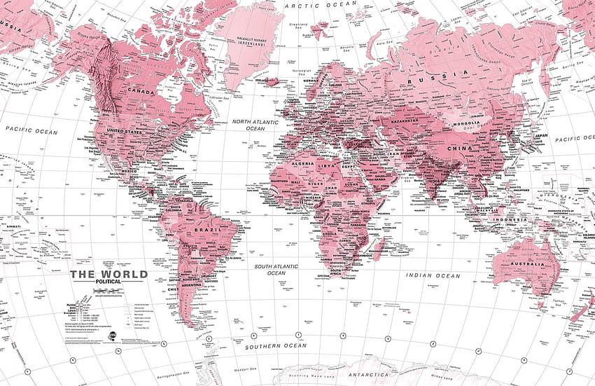 Pink & White World Map Mural, World Atlas HD wallpaper