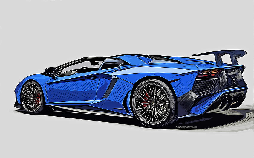 Lamborghini Aventador, LP750-4, vektör sanatı, Lamborghini Aventador çizimi, yaratıcı sanat, Lamborghini Aventador sanatı, vektör çizimi, soyut arabalar, araba çizimleri, Lamborghini HD duvar kağıdı