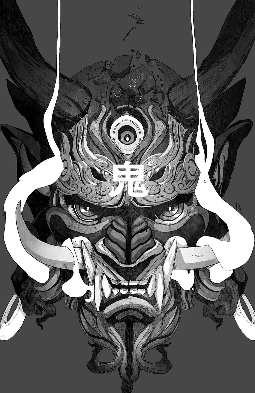 スケッチのエディ・リバス。 Japanese tattoo art, Mask art, Samurai art, Oni Black HD電話の壁紙