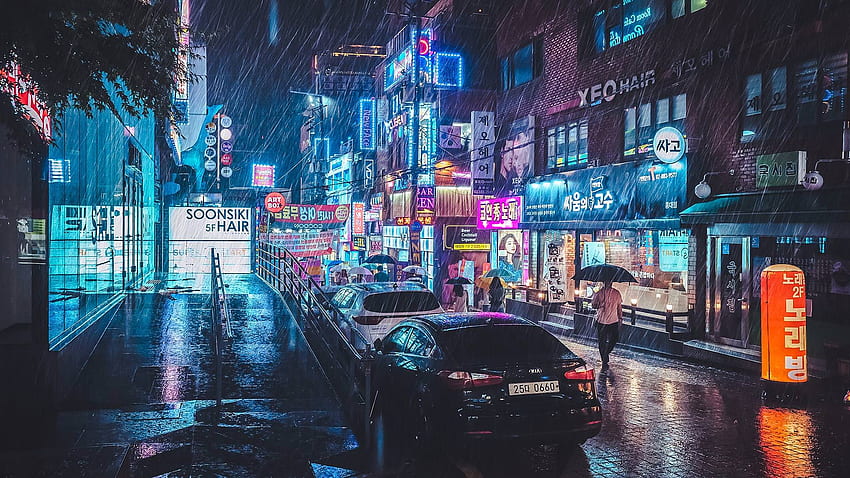 City Lights, Rain []:, Rainy City Lights HD wallpaper