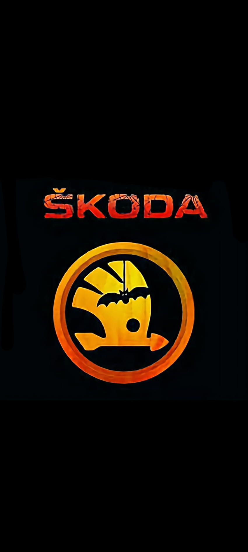 SKODA, orange, symbole, halloween, škoda, logo Fond d'écran de téléphone HD