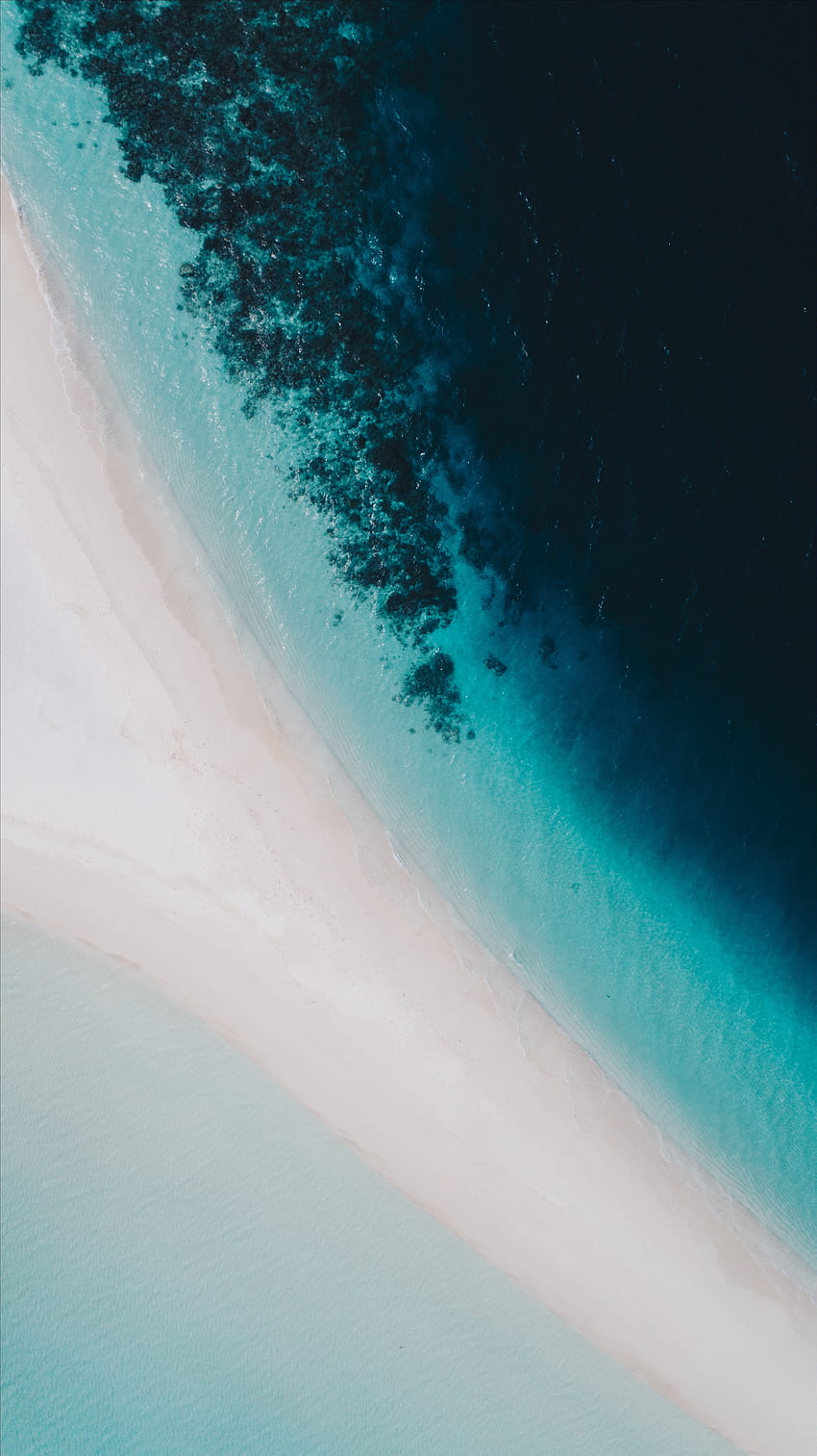 Природа, вода, гледка отгоре, крайбрежие, океан, Малдиви HD тапет за телефон