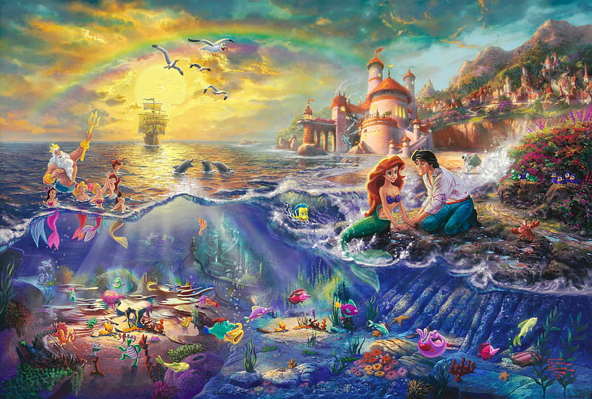 okyanus disney şirketi kaleler deniz filmleri balık fantezi sanatı tekneler deniz kızları yunuslar thomas kinkade unde – HD duvar kağıdı