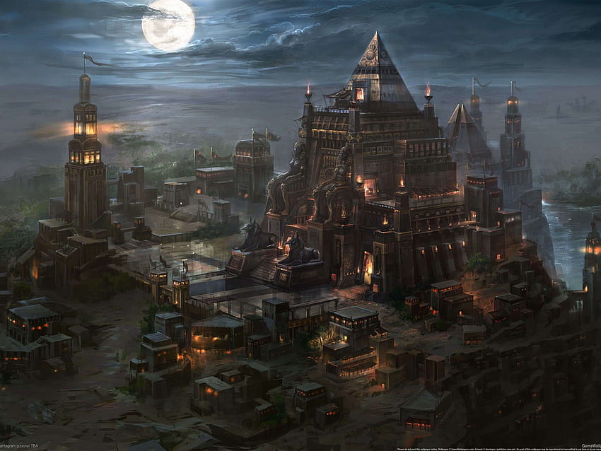 Computador do Império Egípcio, plano de fundo. . Cidade de fantasia, Castelo de fantasia, Paisagem de fantasia, Egípcio escuro papel de parede HD