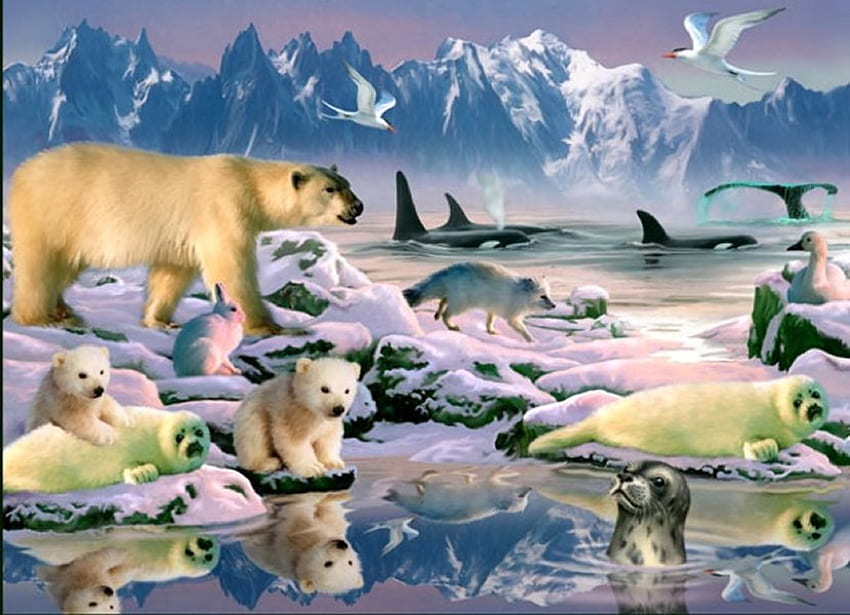 Por Howard Robinson, animal, oso, pintura, arte, howard robinson fondo de pantalla