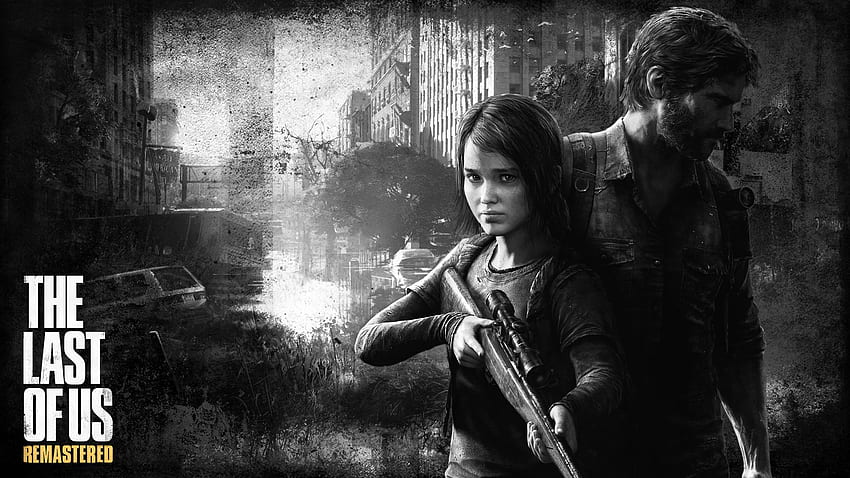 prompthunt: last of us 4k wallpaper with Ellie and Joel fighting against a  clicker together. Illustrated style with bright vibrant colours