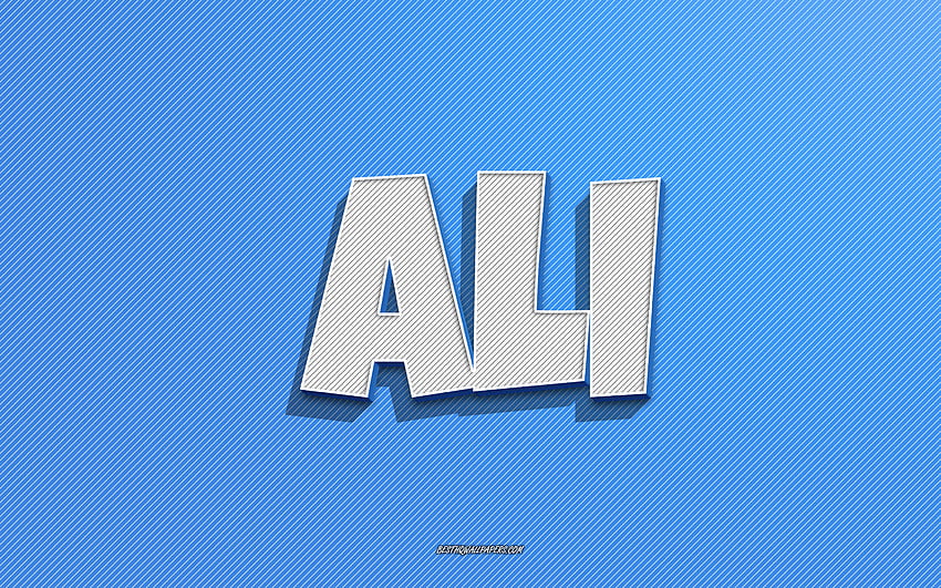 Ali, blue lines background, with names, Ali name, male names, Ali greeting card, line art, with Ali name HD wallpaper