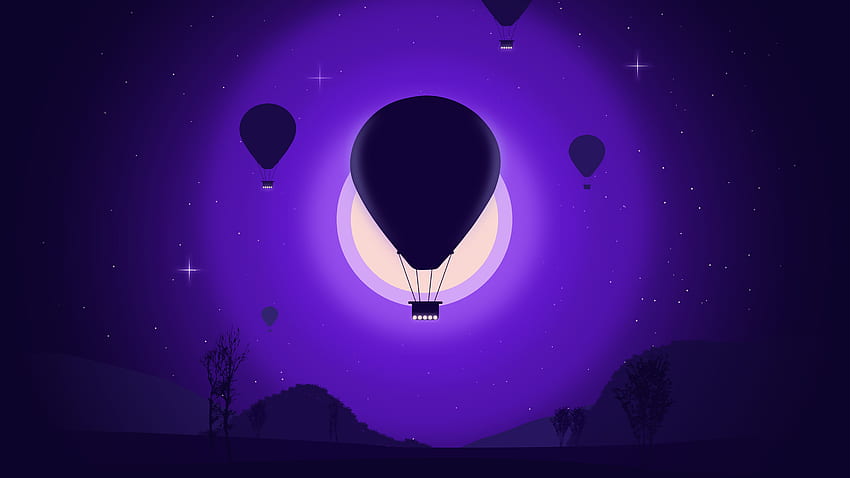 Hot Air Balloon Purple Minimal Art . . ID, Cool Purple HD wallpaper
