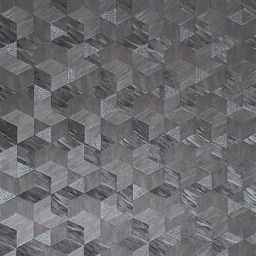 Gray faux cow skin textured geometric square 3D HD phone wallpaper