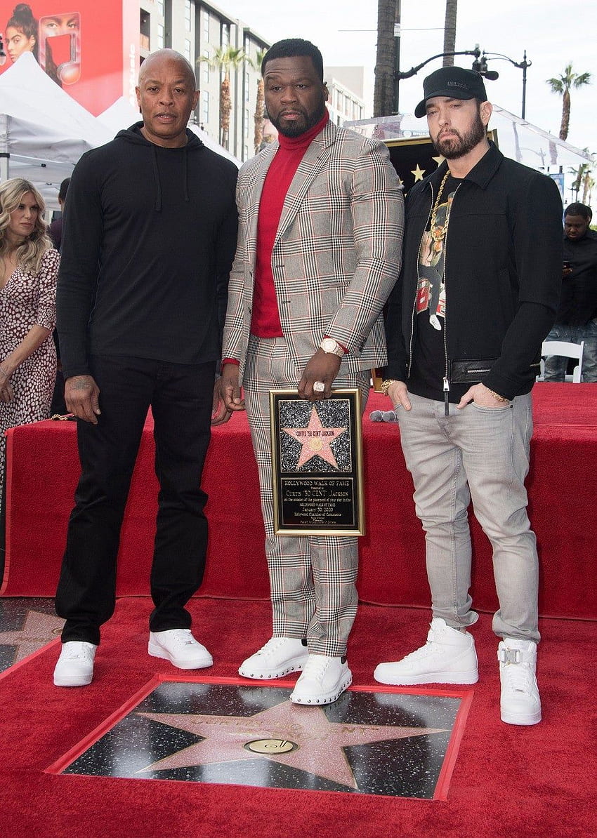 Eminem e Dr. Dre mostram seu apoio a 50 Cent em sua cerimônia na Calçada da Fama Papel de parede de celular HD