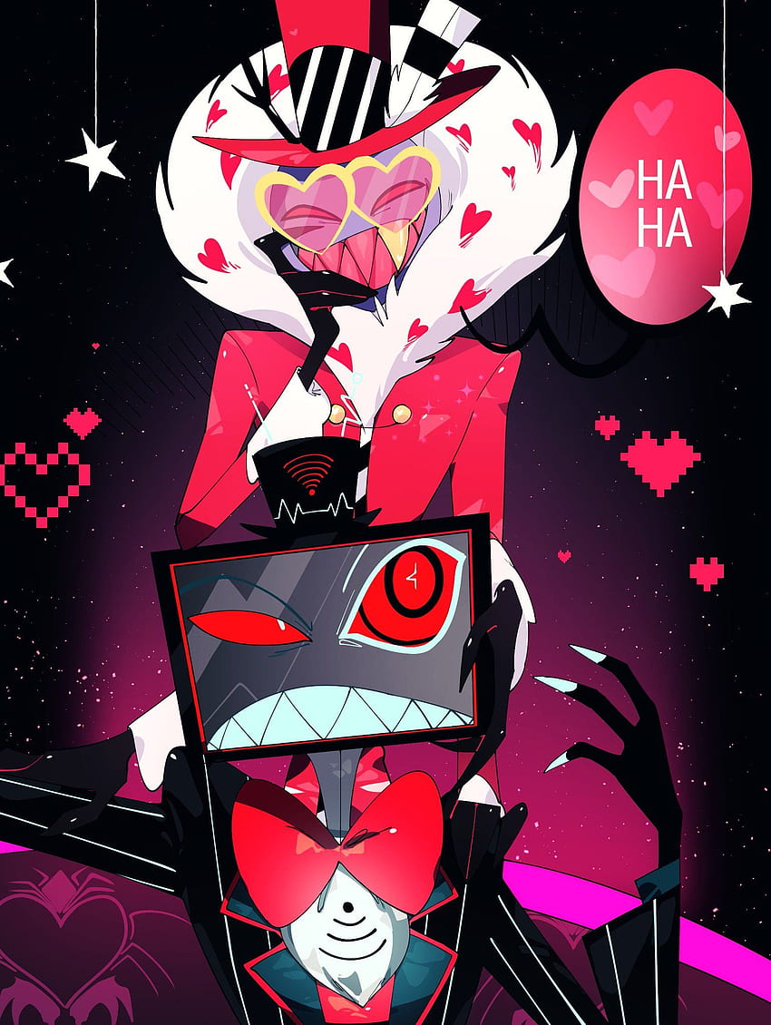 Valentino and vox, red, hazbin, magenta, TV, moth, demon, hazbin hotel ...