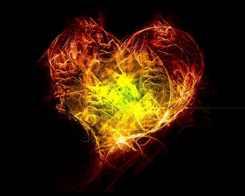Coração Flamejante - Coração de Fogo Leão papel de parede HD