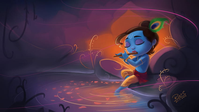 Bal Krishna oleh rohits. Ilustrasi. 2D Wallpaper HD
