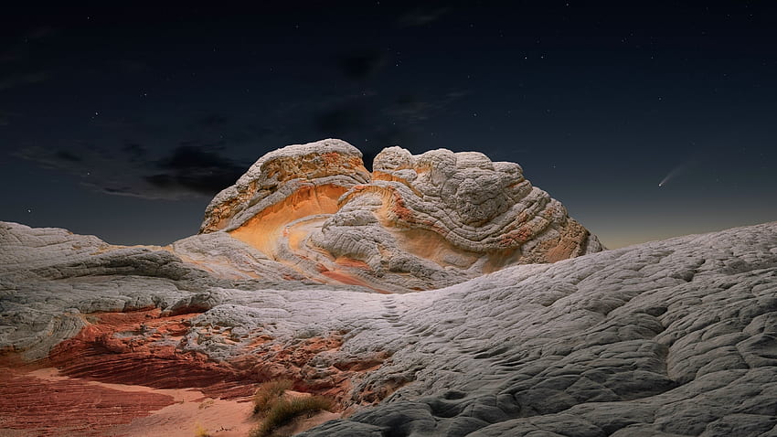 iOS stock, desert dome, night, landscape HD wallpaper