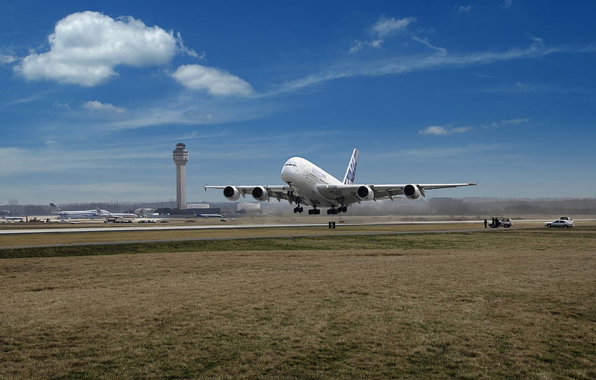 A380, Airbus, Aviatoin, Airfrance, Start für , Abschnitt авиация, Airbus A380 Landing HD-Hintergrundbild