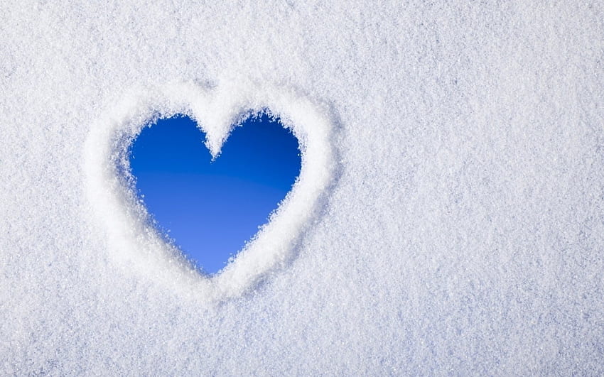 Corazón de invierno, invierno, azul, blanco, amor, nieve, corazón. fondo de pantalla