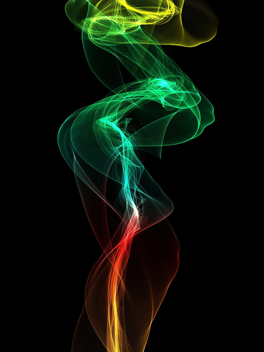 Зелен дим, абстракция, дигитално изкуство HD тапет за телефон