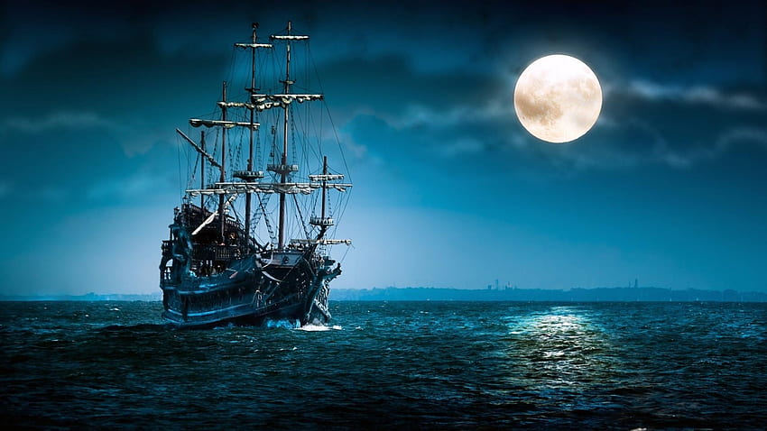 : Ship at night - Boat, Dark, Dusk, Wooden Ship HD wallpaper