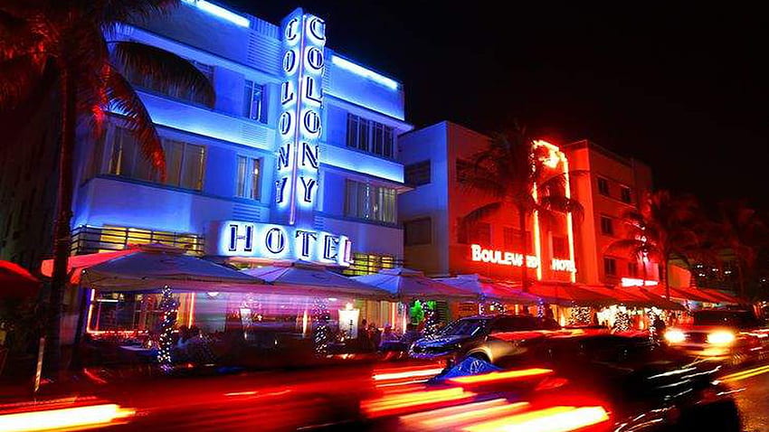 Floridianos fazendo como turistas em Miami Beach e Key West, Miami Art Deco papel de parede HD