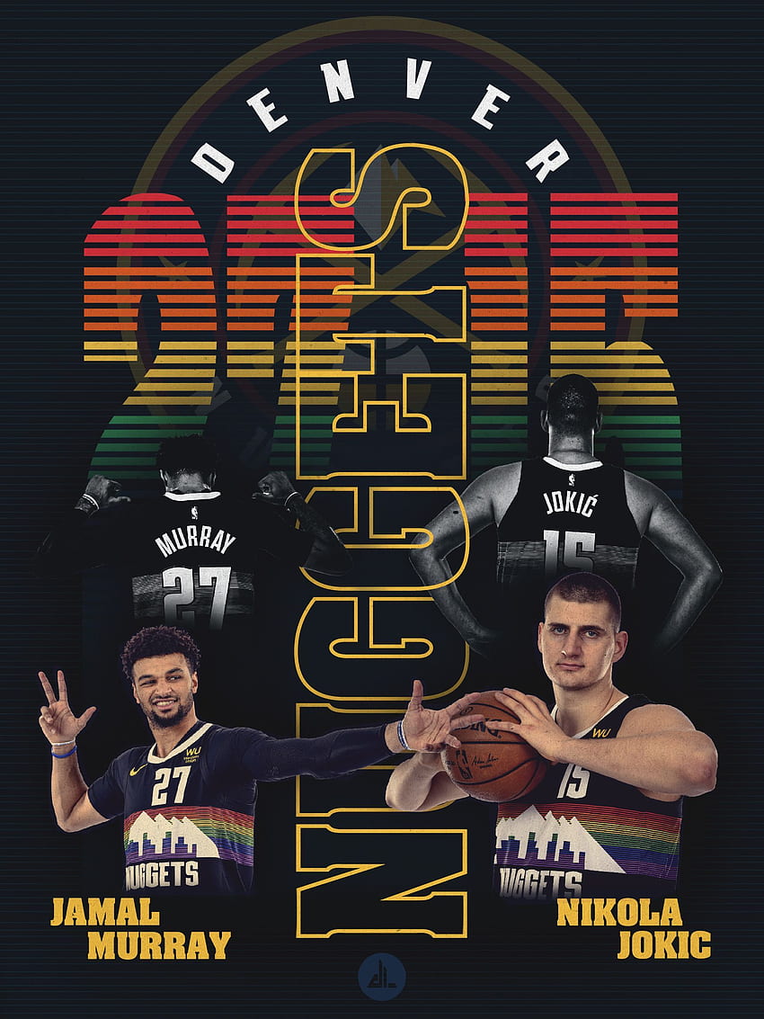 Denver Nuggets Dynamisches Duo-Poster. Denver Nuggets, Sportplakat, NBA, Nikola Jokic HD-Handy-Hintergrundbild