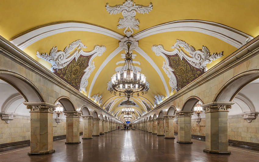 Stacja metra Komsomolskaja, metro, stacja, Moskwa, Komsomolskaja, linia metra Tapeta HD