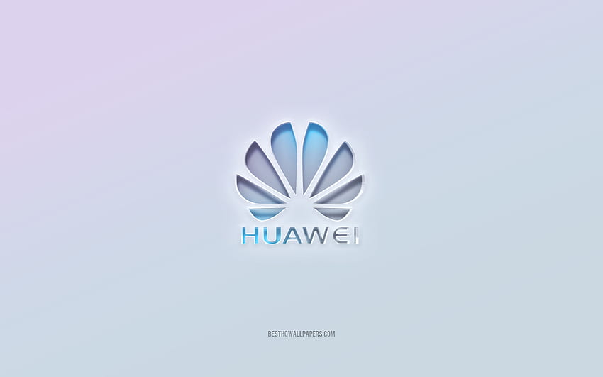 Logo Huawei, wycięty tekst 3d, białe tło, logo Huawei 3d, emblemat Huawei, Huawei, wytłoczone logo, emblemat Huawei 3d Tapeta HD