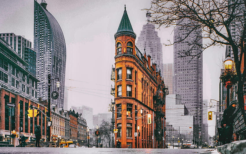 Flatiron Building, Winter, Straße, Fuller Building, Manhattan, New York City, USA, Amerika, New York für mit Auflösung . Gute Qualität HD-Hintergrundbild
