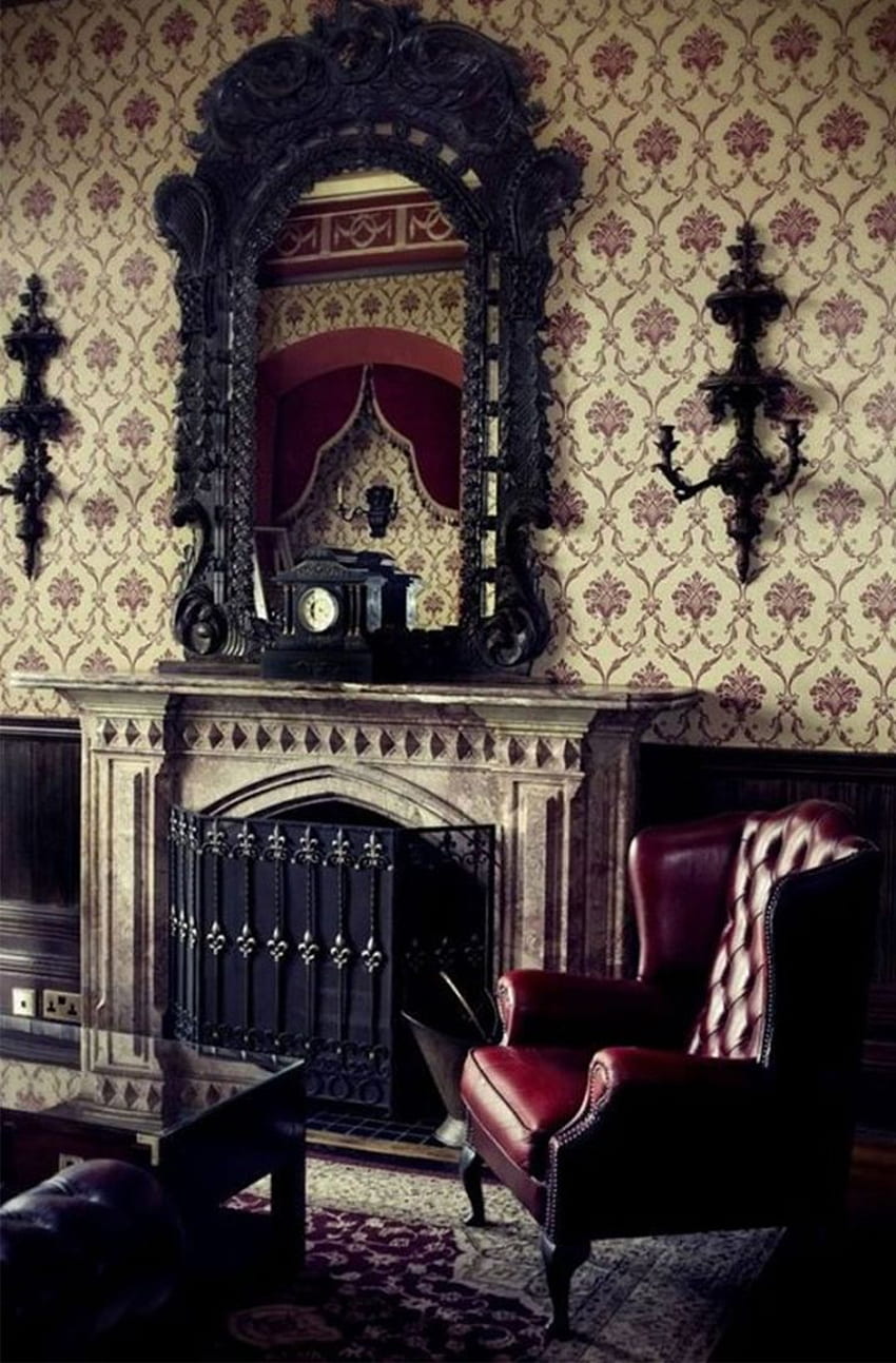 Viktorianisches Wohnzimmer, gotisches Zimmer HD-Handy-Hintergrundbild