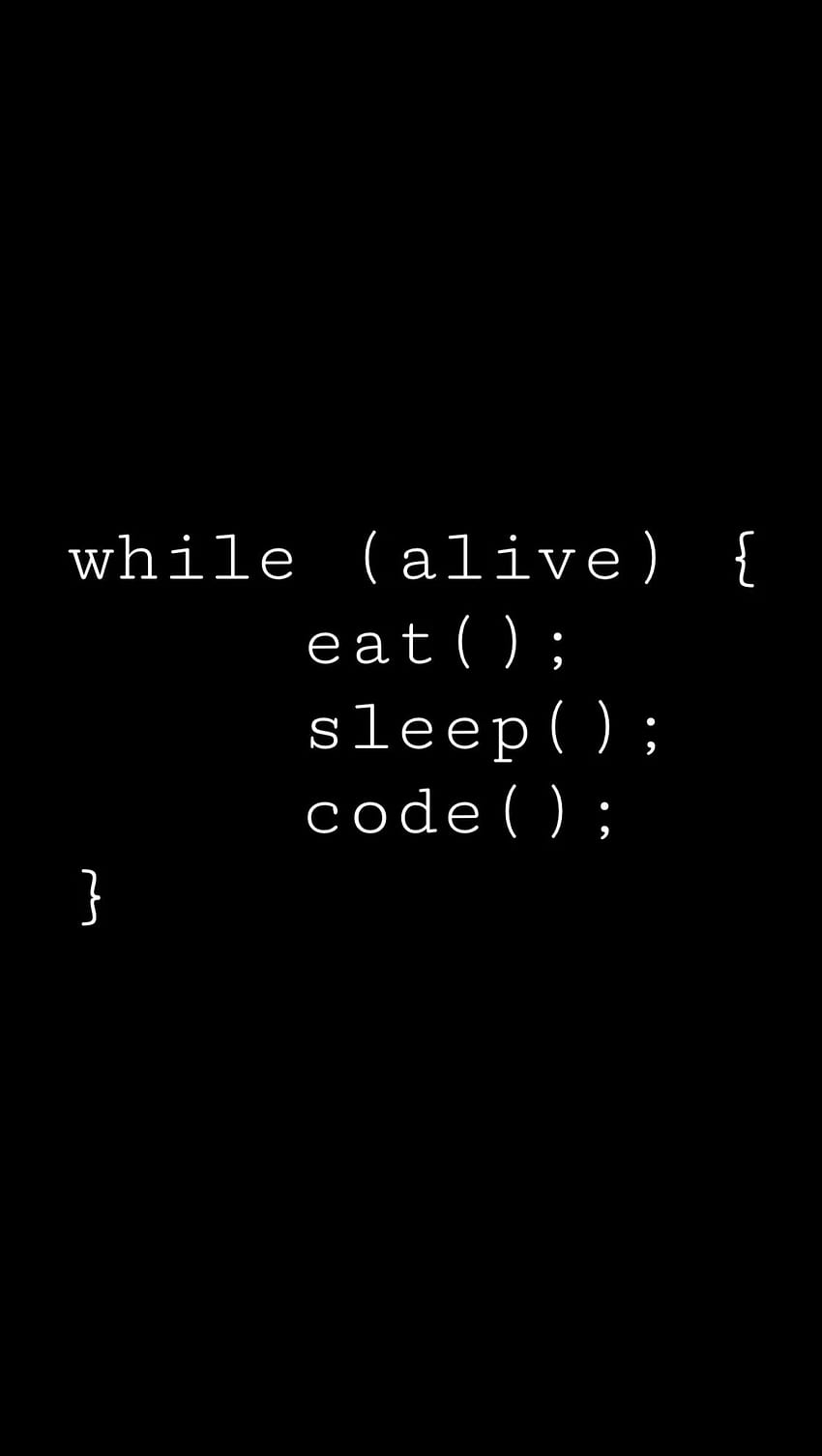 Il programmatore mentre è vivo mangia il computer con il codice del sonno in bianco e nero. Codifica, codice, citazioni di codifica, codifica divertente Sfondo del telefono HD