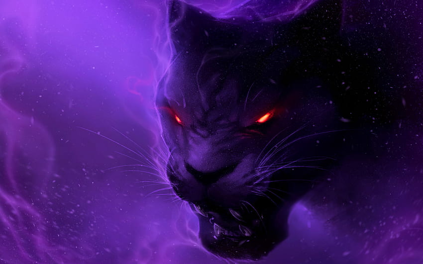 Neonpanther-Tier, cooles schwarzes Panther-Tier HD-Hintergrundbild