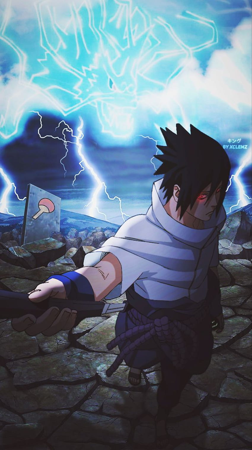 wallpaper do personagem sasuke uchiha do anime naruto em um