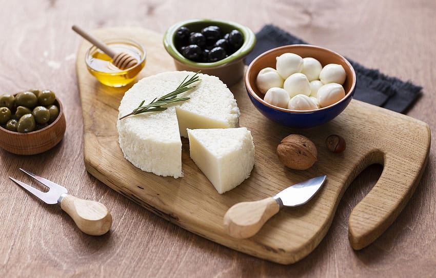 fromage, noix, miel, olives, olives, romarin, Dor bleu, Fromage, mozzarella, fromage, Dorblu pour , section еда Fond d'écran HD