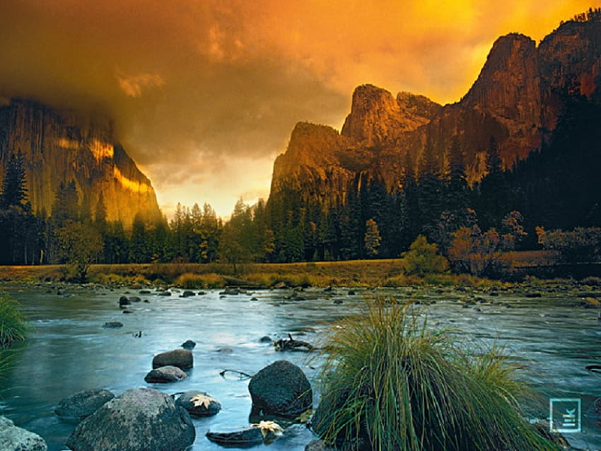 Yosemite Clearing, abstract, graphy, nature, water, yosemite HD wallpaper
