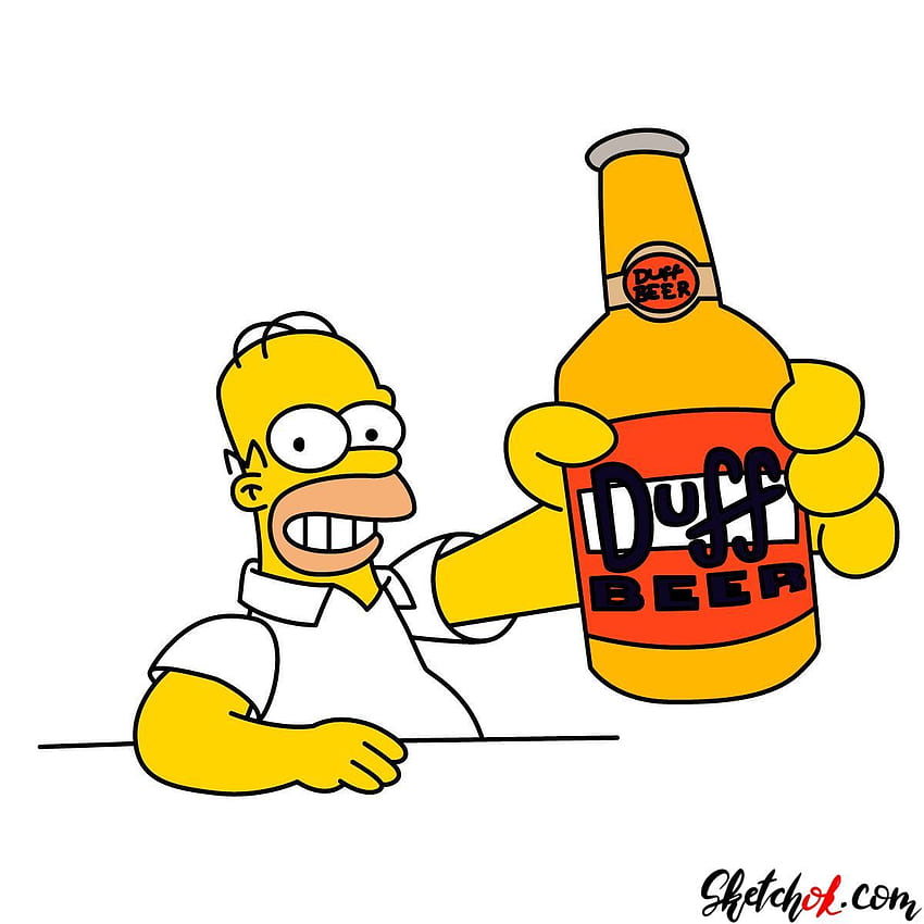 Dibujar a Homer con una botella de cerveza Duff fondo de pantalla del  teléfono | Pxfuel