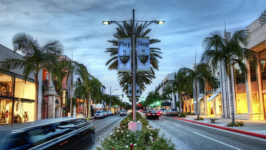 road, usa, los angeles, hollywood, shop, california, beverly hills ultrawide monitor background, Los Angeles Street HD wallpaper