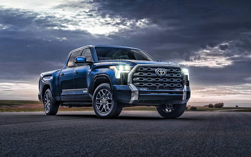 2022, Toyota Tundra, , front view, exterior, new blue Tundra, new Tundra 2022 exterior, Japanese cars, Toyota HD wallpaper