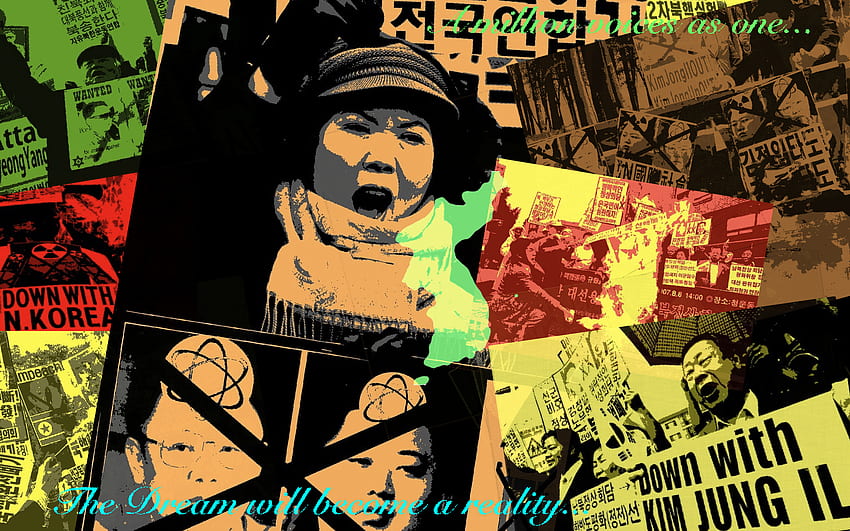The Dream Will Become A Reality, political, protestor, kim jong-il, burning, protest, reality, million, dom, democracy, asian, north, asia, korea, posters, dream, far, collage, protestors, abstract, collapse, east, communism, politics, school, juche, jong, protests, anger, flag, south, republic, voices, old, kim, angry HD wallpaper