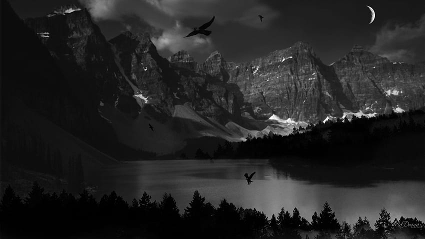 Hochauflösender Naturhintergrund. Titel: Dark Nature High Quality . dunkel, dunkel, dunkle Landschaft HD-Hintergrundbild