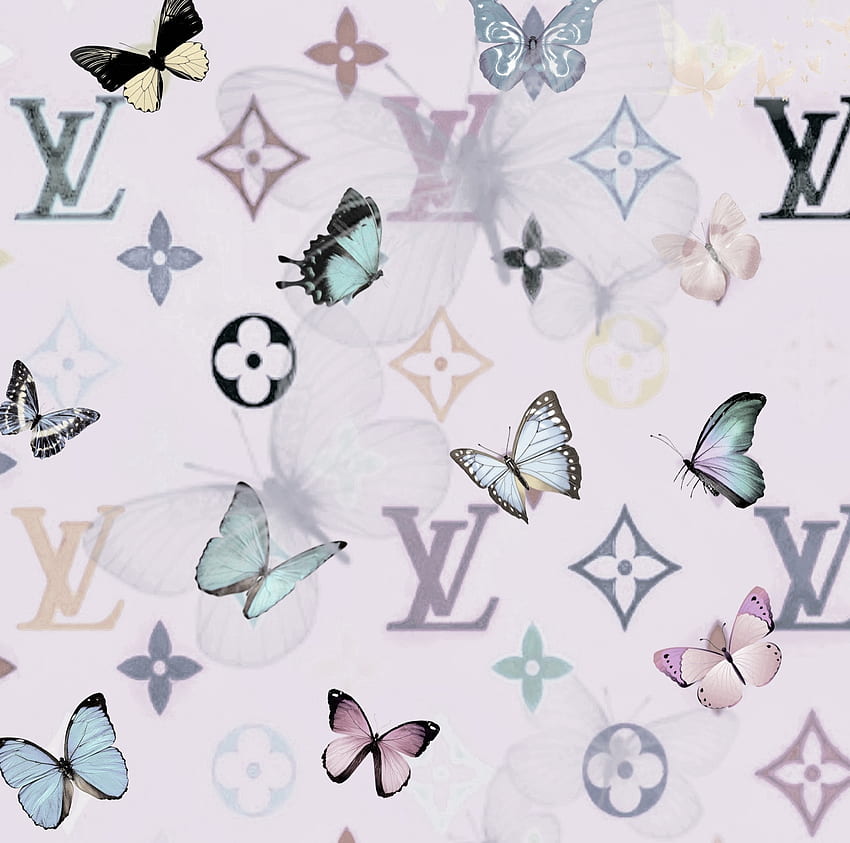 pink lv butterfly wallpaper