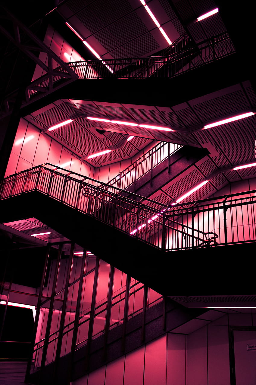 Neon, , , Design, Construction, Backlight, Illumination, Ladder, Stairs HD phone wallpaper