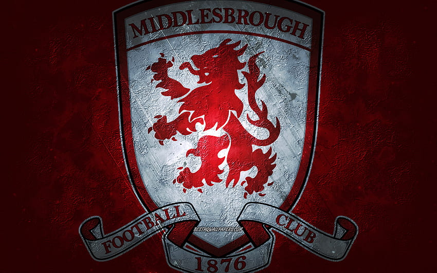Middlesbrough FCTime de futebol inglêsfundo vermelhoMiddlesbrough FC logotipogrunge arteEFL CampeonatoMiddlesbroughfutebolInglaterraMiddlesbrough FC emblema papel de parede HD
