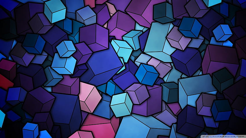 1080p Free Download Blue Purple And Pink Box Graphic Abstract Hd