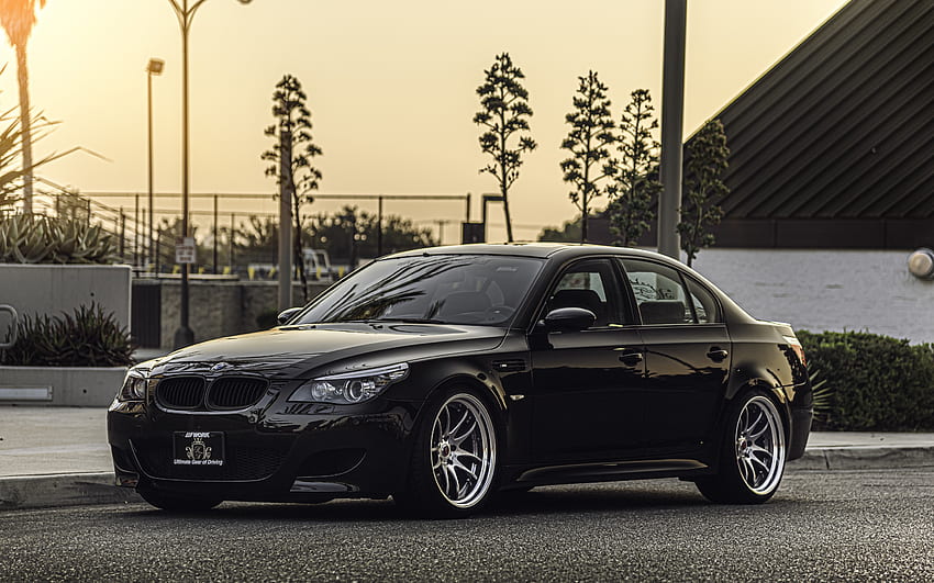 BMW M5, E60, exterior, front view, black M5 E60, E60 tuning, black
