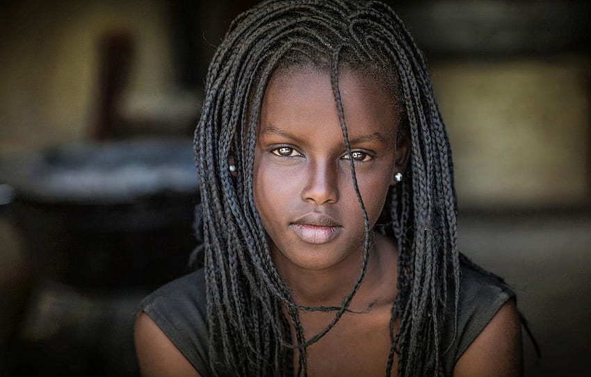 portrait, braids, Africa, black, Joachim Bergauer, African Girl HD wallpaper