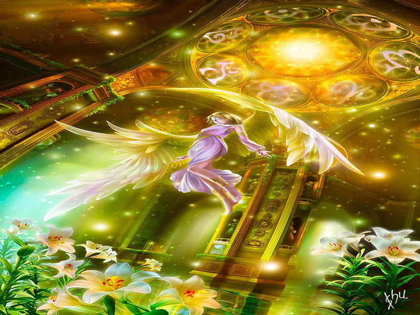 cosmic, angel, shu, temple, lily HD wallpaper
