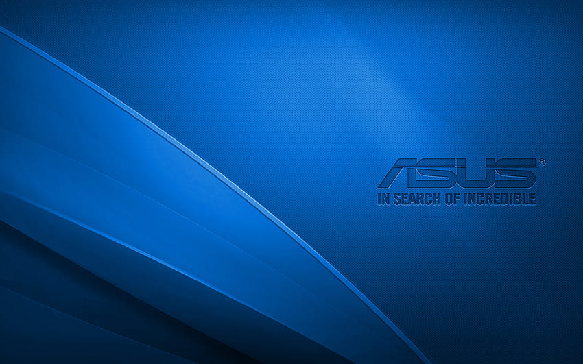 Niebieskie logo Asus, kreatywne, niebieskie faliste tło, logo Asus, grafika, Asus Tapeta HD