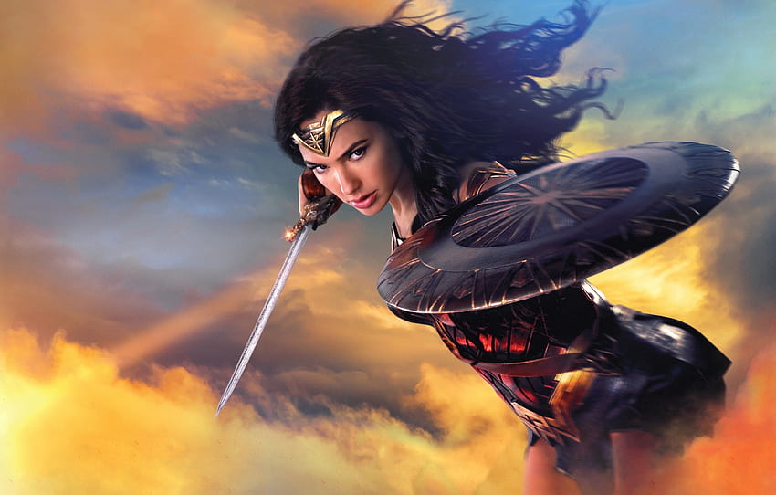 Girl, Action, Fantasy, Wonder Woman, Hot, Beautiful, Warrior, Female, Eyes, year, Woman, EXCLUSIVE, DC Comics, Face, Movie, Film for , section фильмы, Film Action HD wallpaper