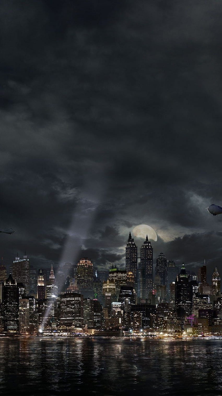 Gotham-Telefon. Moviemania im Jahr 2020. Skyline von Gotham City, Stadt , Stadtplan von Gotham HD-Handy-Hintergrundbild